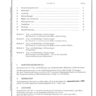 Stahl-Eisen-Betriebsblatt (SEB) 312 010 - Trog- und Siebbeläge in Sinteranlagen - Technische Lieferbedingungen