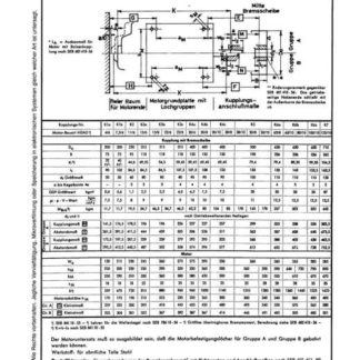 Stahl-Eisen-Betriebsblatt (SEB) 601 411 - Richtwerte und Anschlussmaße für elastische Kupplungen mit Bremsscheiben für Drehstrommototren der Bauart HDAS (1959)
