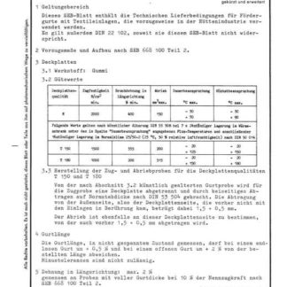 Stahl-Eisen-Betriebsblatt (SEB) 668 100 - Fördergurte mit Textileinlagen - Technische Leiferbedingungen (Teil 1)