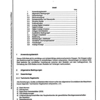 Stahl-Eisen-Betriebsblatt (SEB) 915 030 - Elektromechanische Waagen - Technische Lieferbedingungen