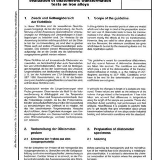 Stahl-Eisen-Prüfblatt (SEP) 1681 - Richtlinien für Vorbereitung, Durchführung und Auswertung dilatometrischer Umwandlungsuntersuchungen an Eisenlegierungen